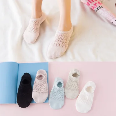 5 pieces cotton women boat socks hosiery non-slip hollow out mesh breathable casual female ankle short sock | Женская одежда