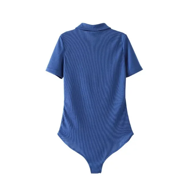 2017 новый летняя мода комбинезон Сексуальный передняя молния Лацкане короткий sl