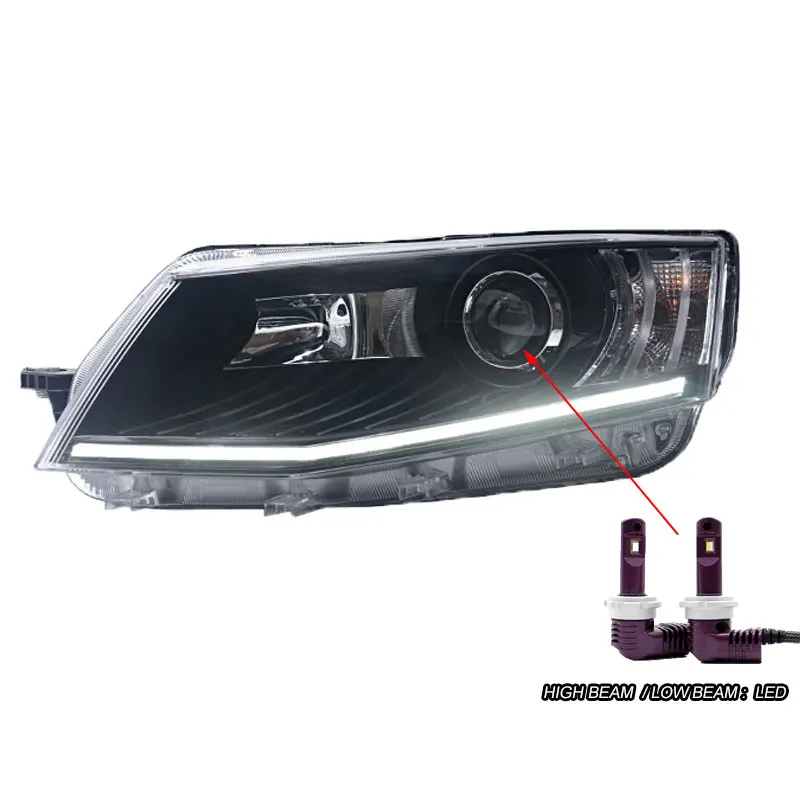 LED Высококачественный чехол для автомобиля Skoda Octavia, светодиодный фонарь для фар, DRL Объектив, двойной луч, ксенон - Цвет: LED