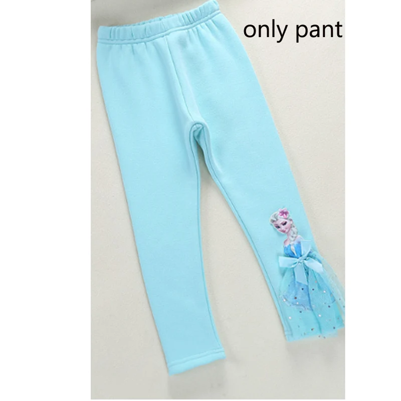 only pant Новые летние комплекты одежды для девочек Детские хлопковые футболки с рисунком Эльзы, кружевная футболка принцессы+ длинные штаны, леггинсы одежда для детей с 3D рисунком - Цвет: only pant