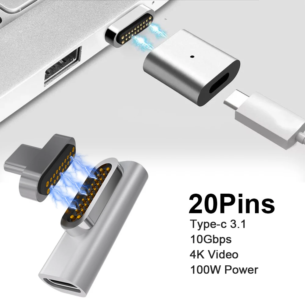Новинка Магнитный адаптер USB C на 20 контактов Тип разъем PD 100 Вт быстрая зарядка