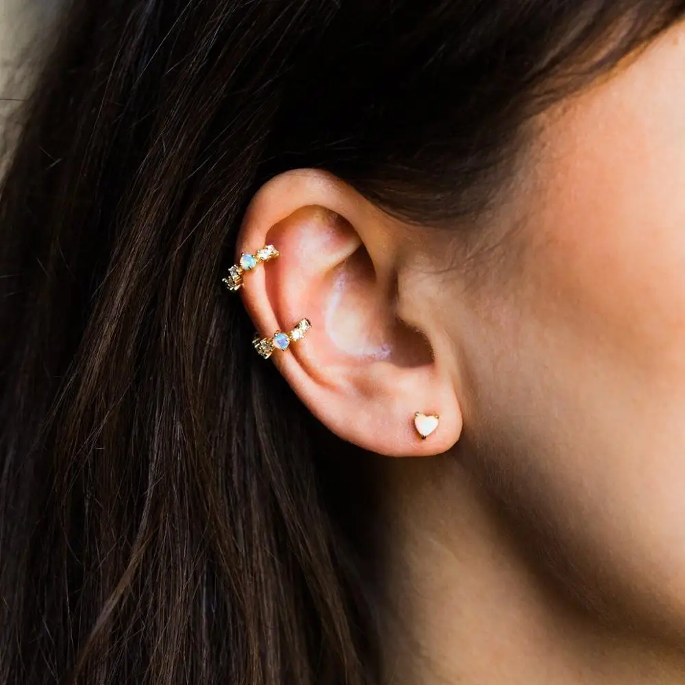 Серьги с огненным опалом 1 шт. минималистичные деликатные Клипсы-манжеты для ушей