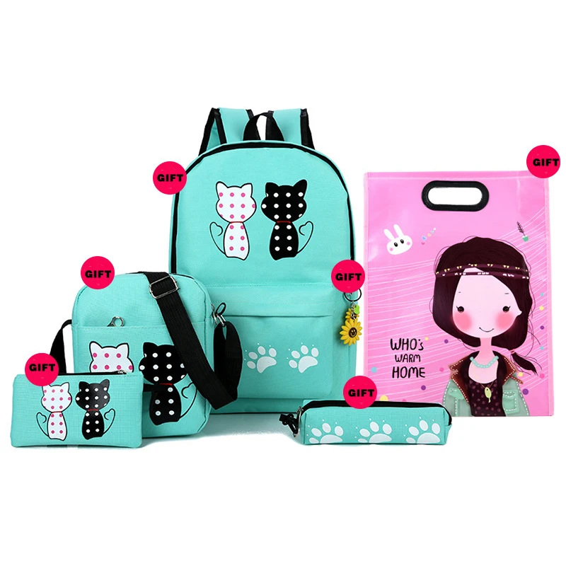 Лидер продаж Модный комплект из 5 предметов сумка женский рюкзак милые школьные