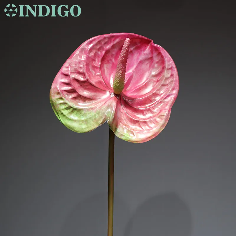 Koop Indigo-Groothandel 100Pcs Anthurium Plastic Real Touch Display Bloem Bruiloft Bloem Woondecoratie Tafel Bloem Groothandel