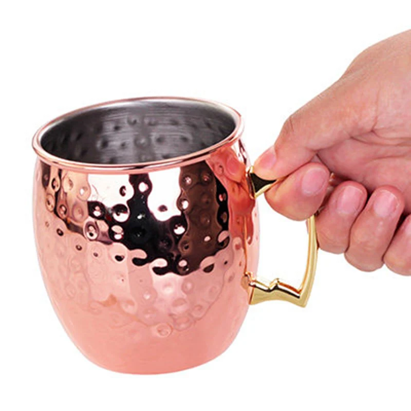 QuickDone 18 oz Нержавеющая сталь Медь покрытие Чеканный барабан МОСКВА Mule кружка для