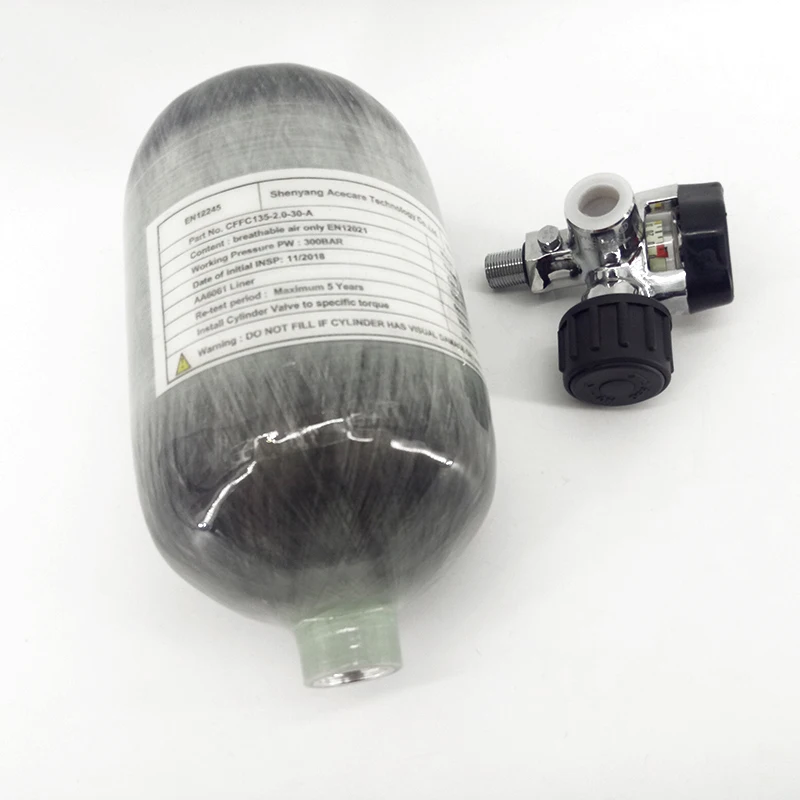 Verkaufen AC52021 Acecare 2L CO2/Air Carbon Faser/HPA/PCP/Paintball Zylinder/Tank Mit Ventil Für Jagd Ziel Air Pistole/Gewehr/kraft Condor