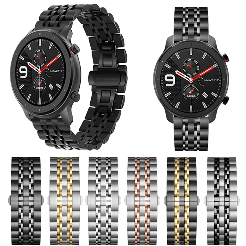 

Metal Wrist Strap for Xiaomi Huami Amazfit GTR 47mm 42mm Stainless Steel Bracelet for Amazfit Bip lite/Stratos 2 2S / Pace Band