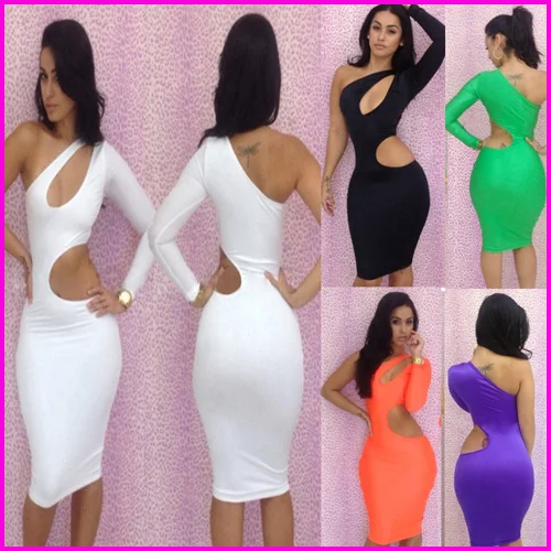 New Arrival Custom Made Novelty Sexy Lady Summer Bandage Bodycon Clubwear Party Evening Dress One Shoulder Mulheres Vestido | Женская
