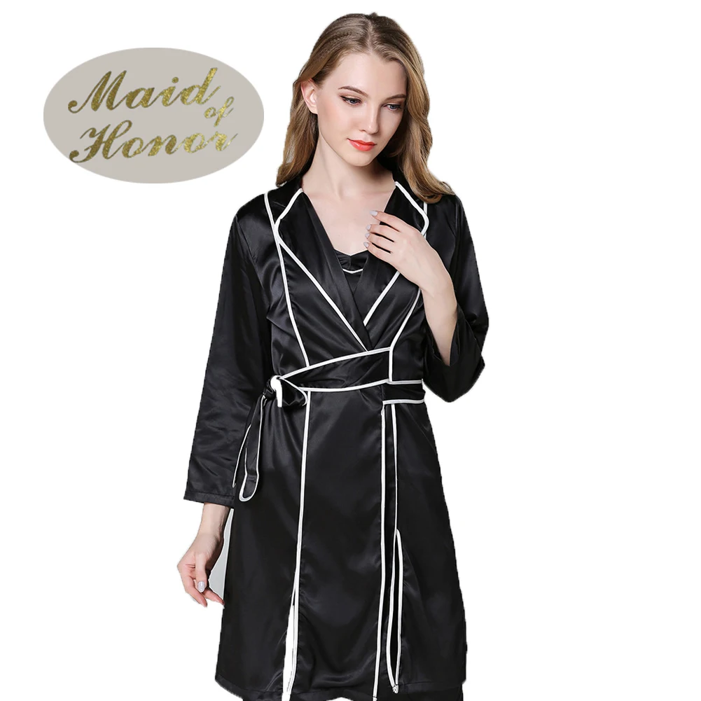 Black Maid of Ho R20 Короткое Кимоно пижамы Ночная рубашка Свадебная вечеринка готовая халат ночная рубашка для женщин - Цвет: Black Maid of Ho