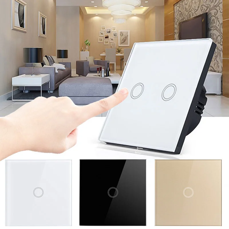 Hoomall AC 110 240 В 1/2/3 Gang 1 Way панель Переключатель LED Хрустальная стеклянная