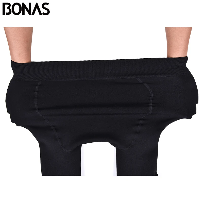 BONAS, женские теплые леггинсы размера плюс, для фитнеса, мягкие, удобные, пуш-ап, леггинсы, средний размер, теплые зимние леггинсы D005