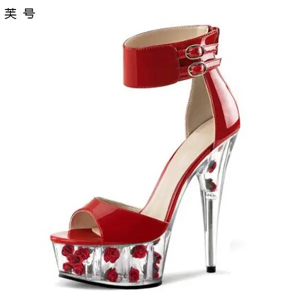 

Женские босоножки на высоком каблуке 15 см, с кристаллами