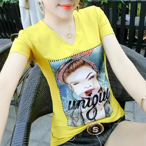 2018 Новая модная летняя футболка с круглым вырезом Футболка принтом хлопок