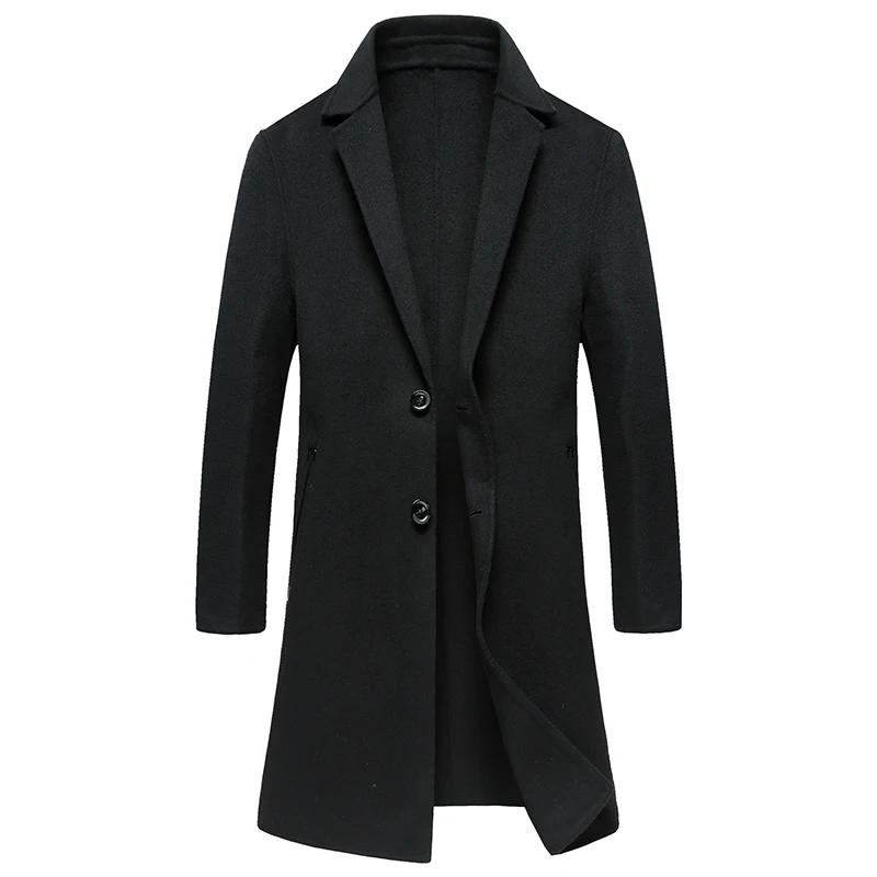 2018 новые мужские зимние толстые длинные шерстяные пальто из шерсти и смески Homme