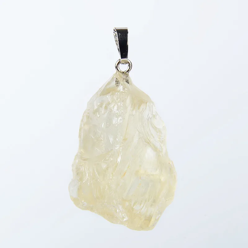 Citrine Crystal Неправильной формы натуральный камень аметисты розовый кварц белый горный Кристальный кулон для женские ожерелья бижутерия - Окраска металла: Citrine Crystal