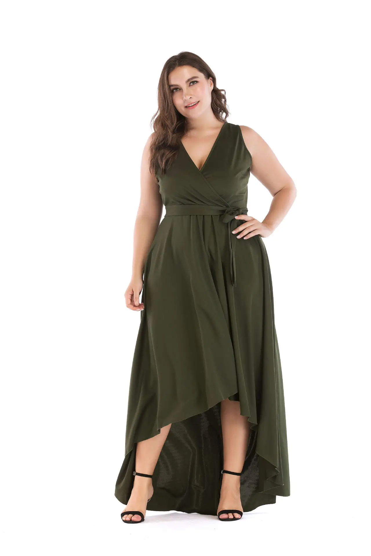 4XL 5XL Summer Plus Size Women Dress Vintage Sleeveless Larg Size Evening Party Dress V-neck Holiday Beach Dress Long Dress