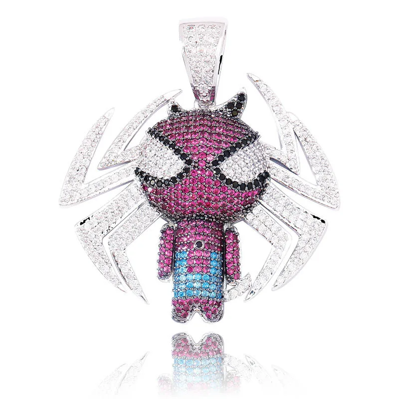 Bling Ice Out Мультфильм Человек паук Мужская подвеска Новое поступление Мода хип хоп