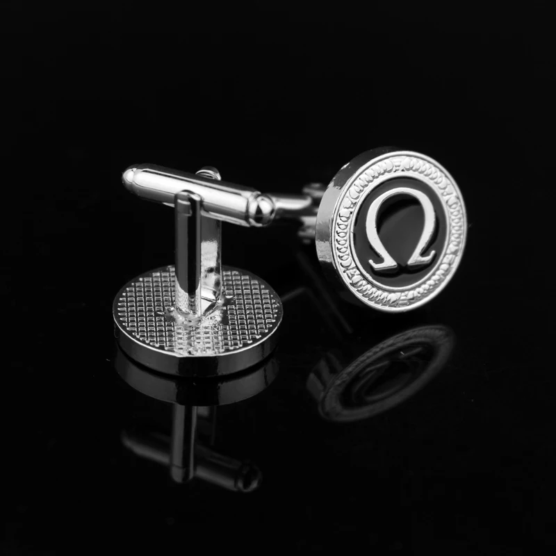 Запонки в виде подковы с эмалью для мужчин модные круглые запонки черного цвета