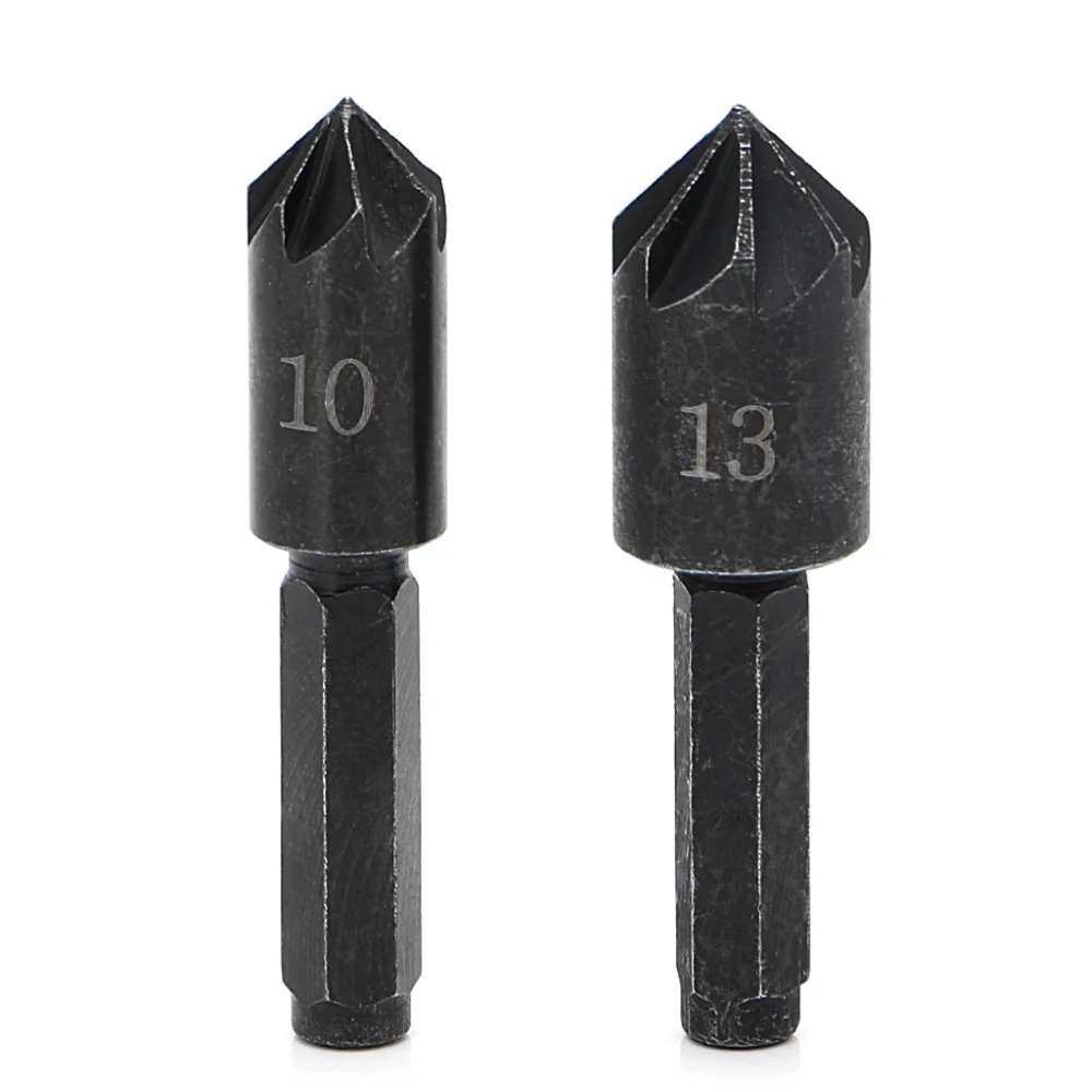 

2Pcs 1/4" Hex Shank 7 Flute Countersink Drill Bit Counter Sink Chamfer Cutter Hand Tools