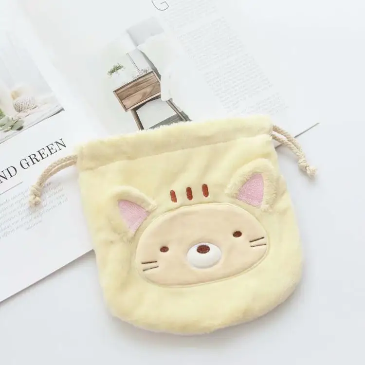 yellow 1 шт., милые плюшевые кошельки с рисунком Сан-Икс, sumikko gurashi, плюшевые кошельки с изображением японского аниме медведя, кота, сумикко, плюшевые кошельки, сумки на завязках 21 см - Цвет: yellow