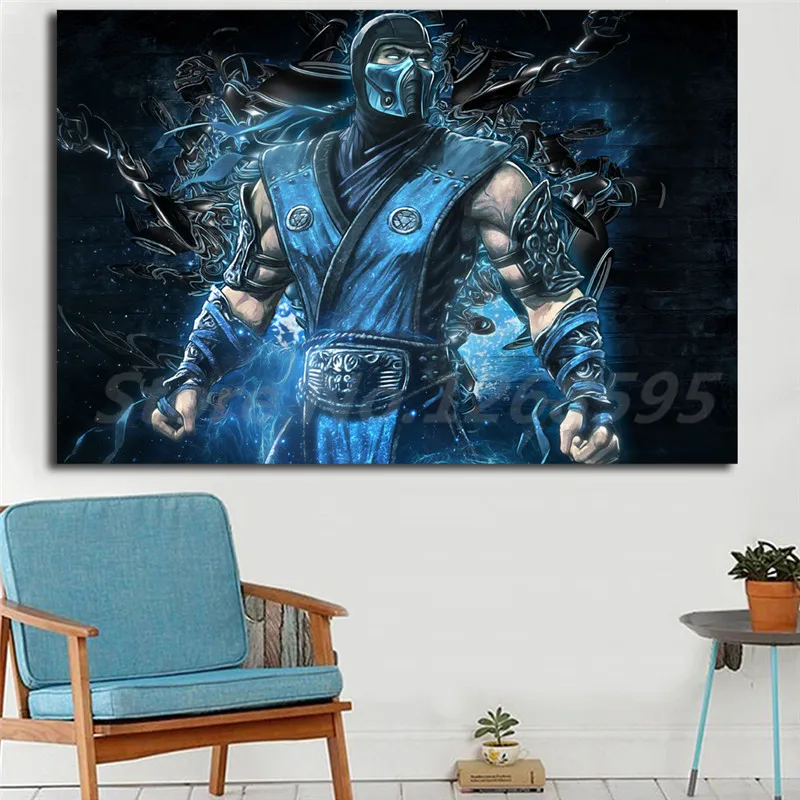 Mortal Kombat игра Sub истребитель Зеро HD Холст Плакаты печать настенная живопись
