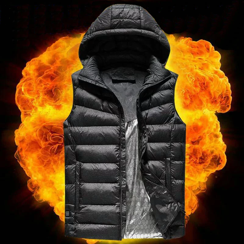 Мужская зимняя верхняя одежда с подогревом, с USB, с капюшоном, с подогревом, без рукавов, куртка, пальто, Регулируемый контроль температуры, безопасная одежда, DSY005
