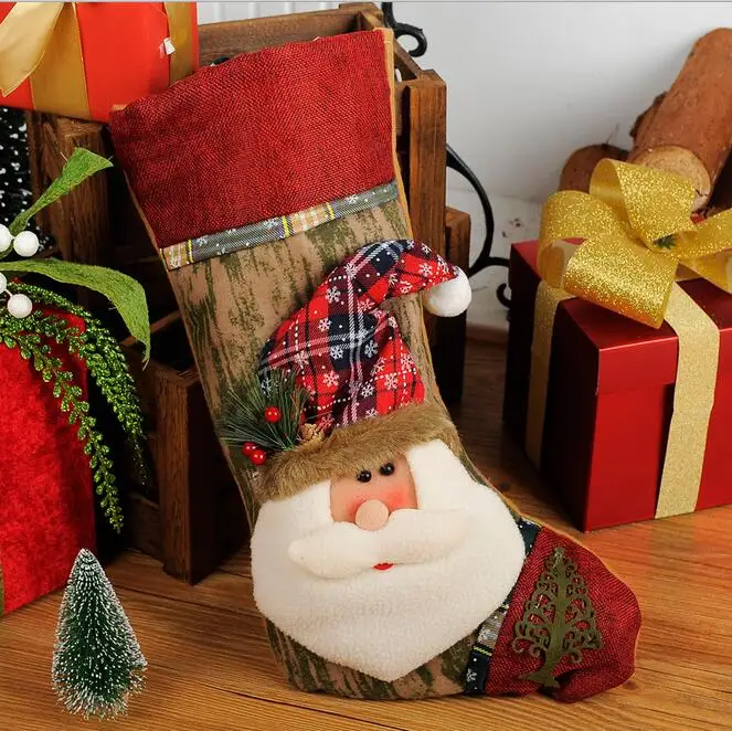2 комплекта роскошный Рождество украшение для дома Санта Чулок подарок Сумки Merry