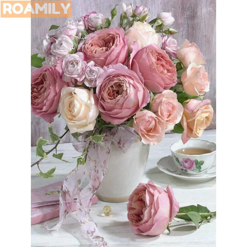 ROAMILY, 5d полная квадратная вышивка с кристаллами, Алмазная вышивка,цветы, розы, пионы, фрукты, красивые живописные, алмазная вышивка распродажа, мозаика цветы
