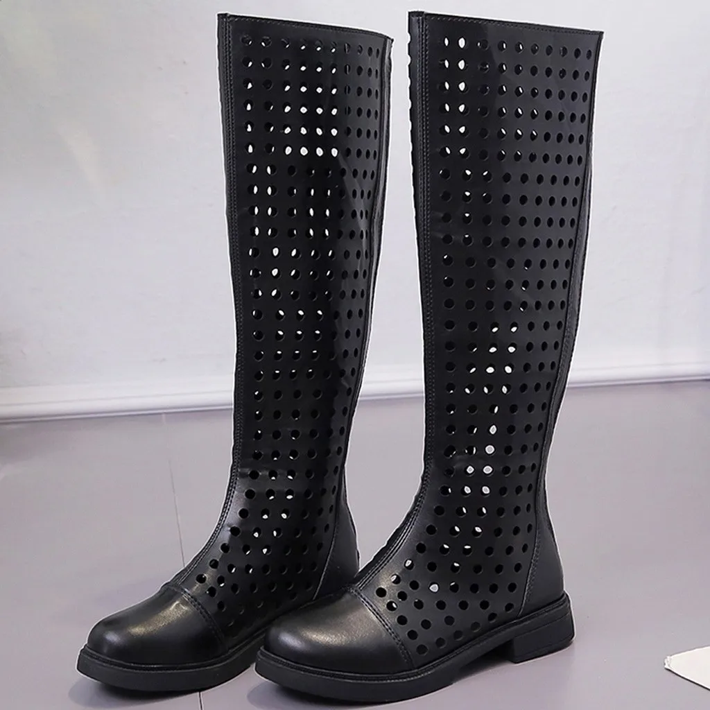 Женские открытые сапоги до колена сандалии Женская Повседневная дышащая обувь