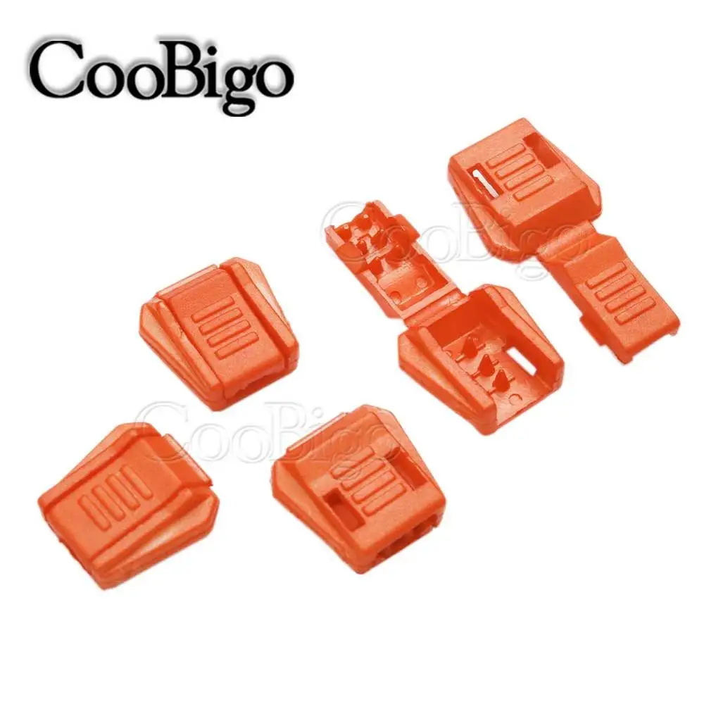Orange 50 шт. разноцветные пластиковые концы шнура зажим для застежки-молнии пуллер Паракорд трос фиксатор для рюкзака сумка на молнии съемник diy запчасти - Цвет: Orange