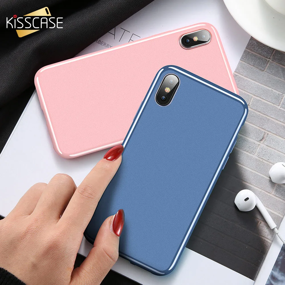 KISSCASE Мягкий ТПУ чехол для телефона iPhone 7 8 XS MAX XR 6S X карамельный цвет
