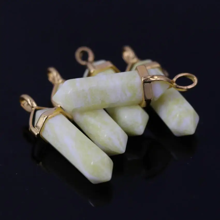 Камни-сырые лимонные 10 шт. шестигранные подвески двухконечные медные Подвески из