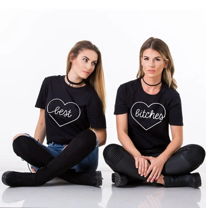 Skuggnas ЛУЧШИЕ СУКИ BFF Футболка модная лучшая подруга одинаковые футболки с
