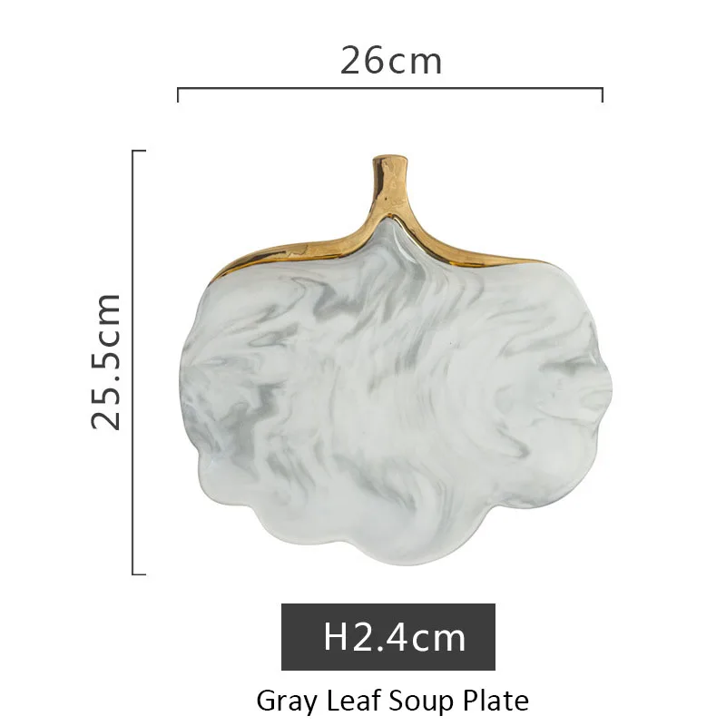Gray Leaf Plate - L Глод мраморная керамическая тарелка блюдо суповая чаши для риса и супа салатная тарелка ювелирный лоток для хранения посуды Декоративная посуда - Цвет: Gray Leaf Plate - L