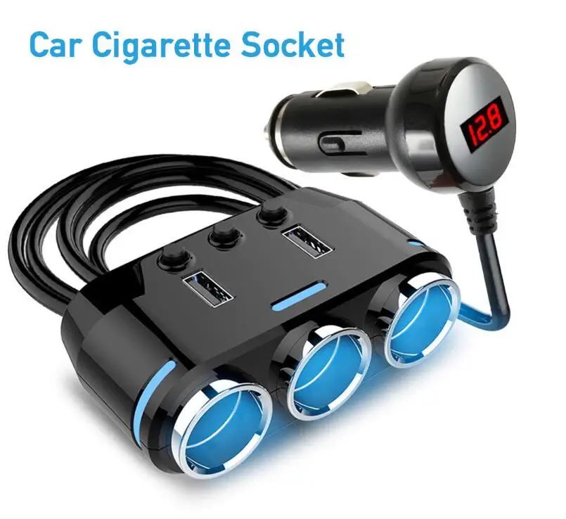 12 в-24 в автомобильный прикуриватель 3-полосная розетка сплиттер разъем LED USB