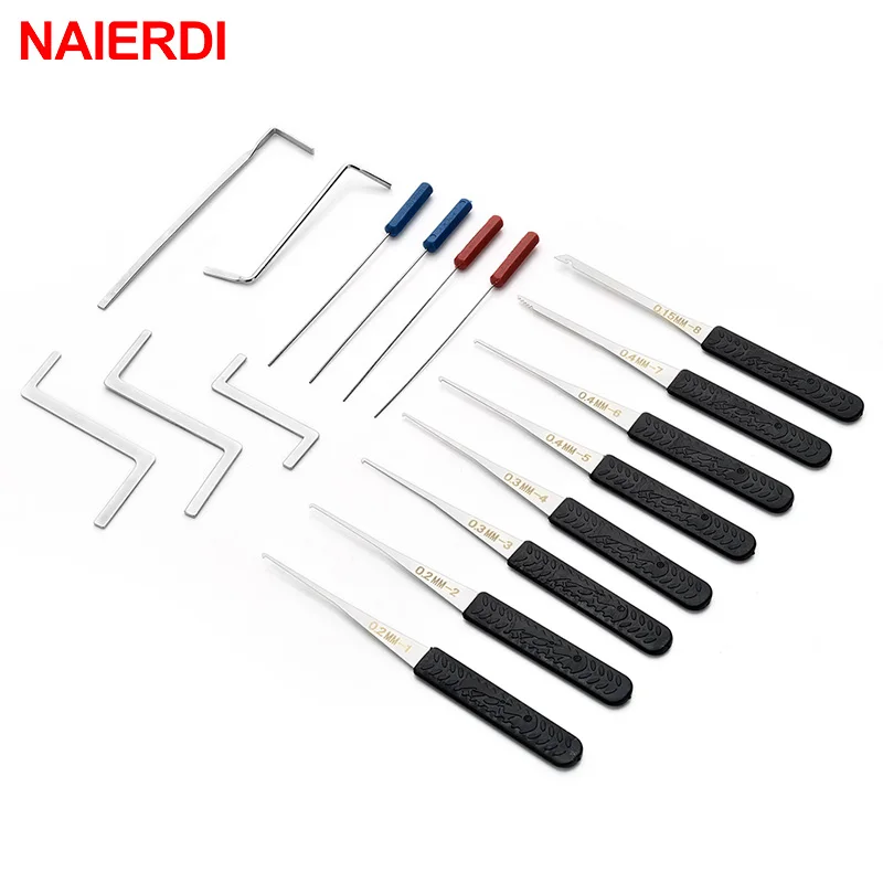 

NAIERDI 17PCS Locksmith Tool Supplies Broken Key Remove Auto Extractor Set Lock Pick Hardware Stainless Steel DIY Handle Tools