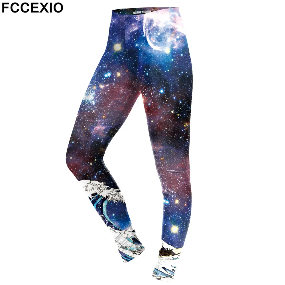 FCCEXIO New Style 2019 Leggings Women Galaxy Space Digital Print Legging Fitness Leggins Workout Plus Size Pants Legins Trousers | Женская