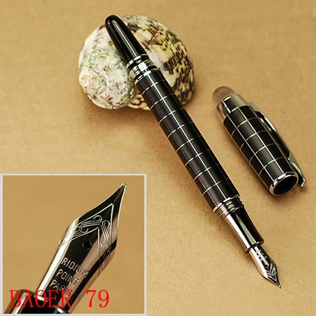 Перьевая ручка BAOER 79 M nib black dan silver в клетке бесплатная доставка|baoer 79|fountain pen mfountain |