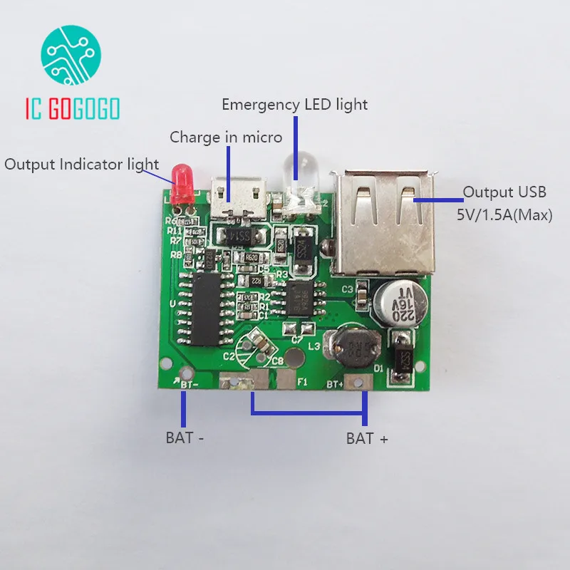 DIY 3 7 В до 5 1 5a 2A мобильный Банк питания зарядное устройство печатная плата 18650
