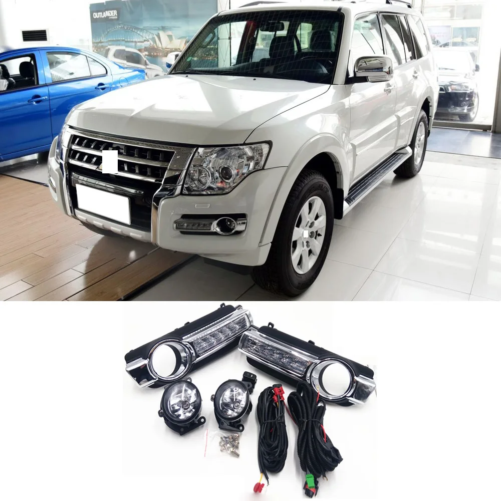 CAPQXFor Mitsubishi Pajero 4 P4 Montero передний бампер DRL Дневной ходовой светильник противотуманный светильник рамка крышка с жгутом