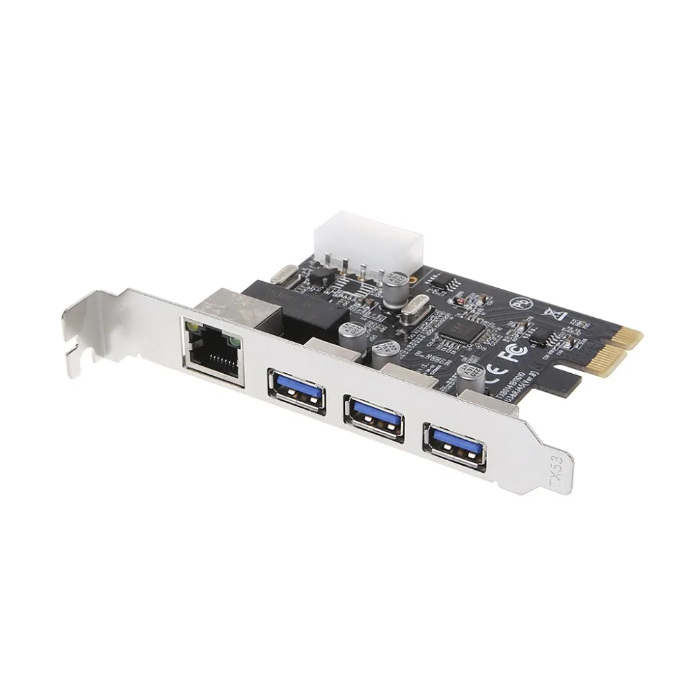 Сетевая карта 1000M Gigabit Ethernet контроллер PCI E Multi I/O USB3.0 3 порта|Сетевые карты| |