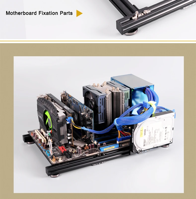 QDIY PC-JMK6 ATX алюминиевый сплав горизонтальный Полный открытый летний медведь охлаждения чехол для компьютера шасси ПК материнская плата Рамка Кронштейн