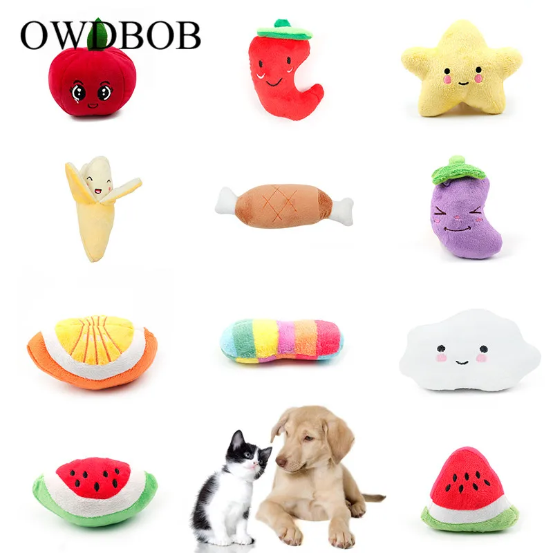 OWDBOB 1 шт. Милая фруктовая овощная пищащая игрушка для собаки щенка кошки забавные