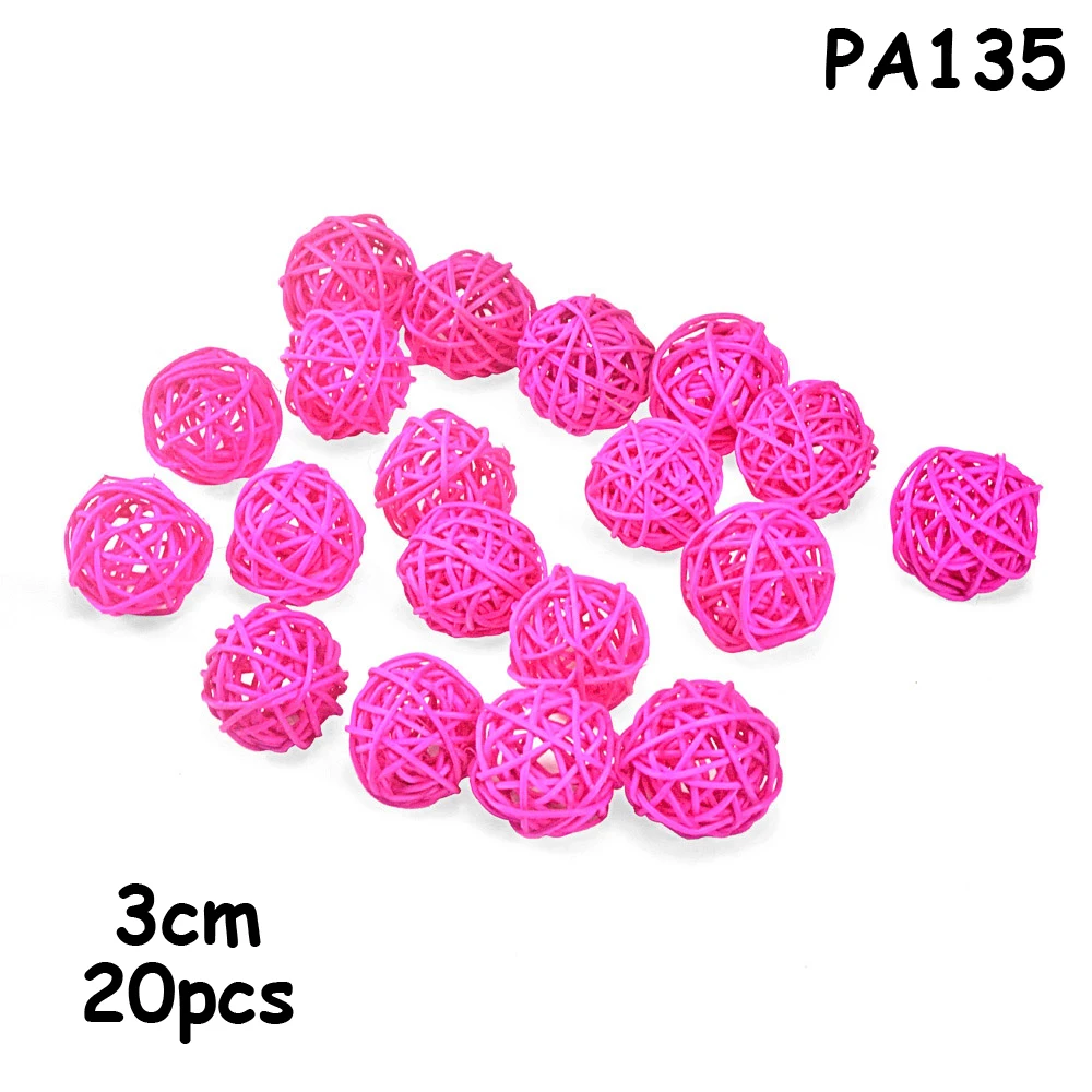 PA135 rose 20 шт 3 см Разноцветные свадебные декоративные Ротанговые шары, Рождественский Декор украшение для дома/диаметр для домашней вечеринки на день рождения украшения для детей - Цвет: PA135 rose