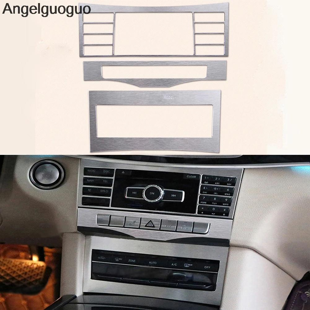 Angelguoguo Car styling For Mercedes Benz E Class W212 2009-2015 Center console CD air conditioning control panel frame sticker |