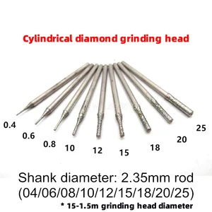 1 шт. 2,35 мм хвостовик цилиндрическая алмазная шлифовальная игла точечные биты сверлильная головка аксессуары штамповка резьба перфорация