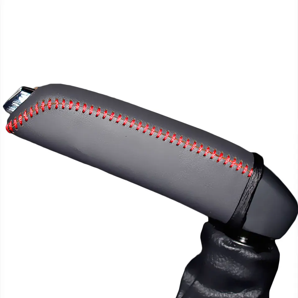Handbrake Cover Red PONSNY Рулевое управление автомобиля/Шестерня/ручной тормоз натуральная кожа чехлы Чехол для Citroen C4 авто ручной сшитый черный чехол - Название цвета: Handbrake Cover Red