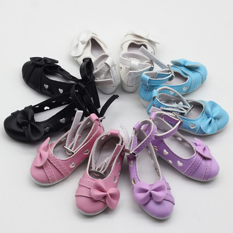 

1Pair Women's Doll Girl For Leather Pu Shoes Black White Brown Shoes For Doll Accessories