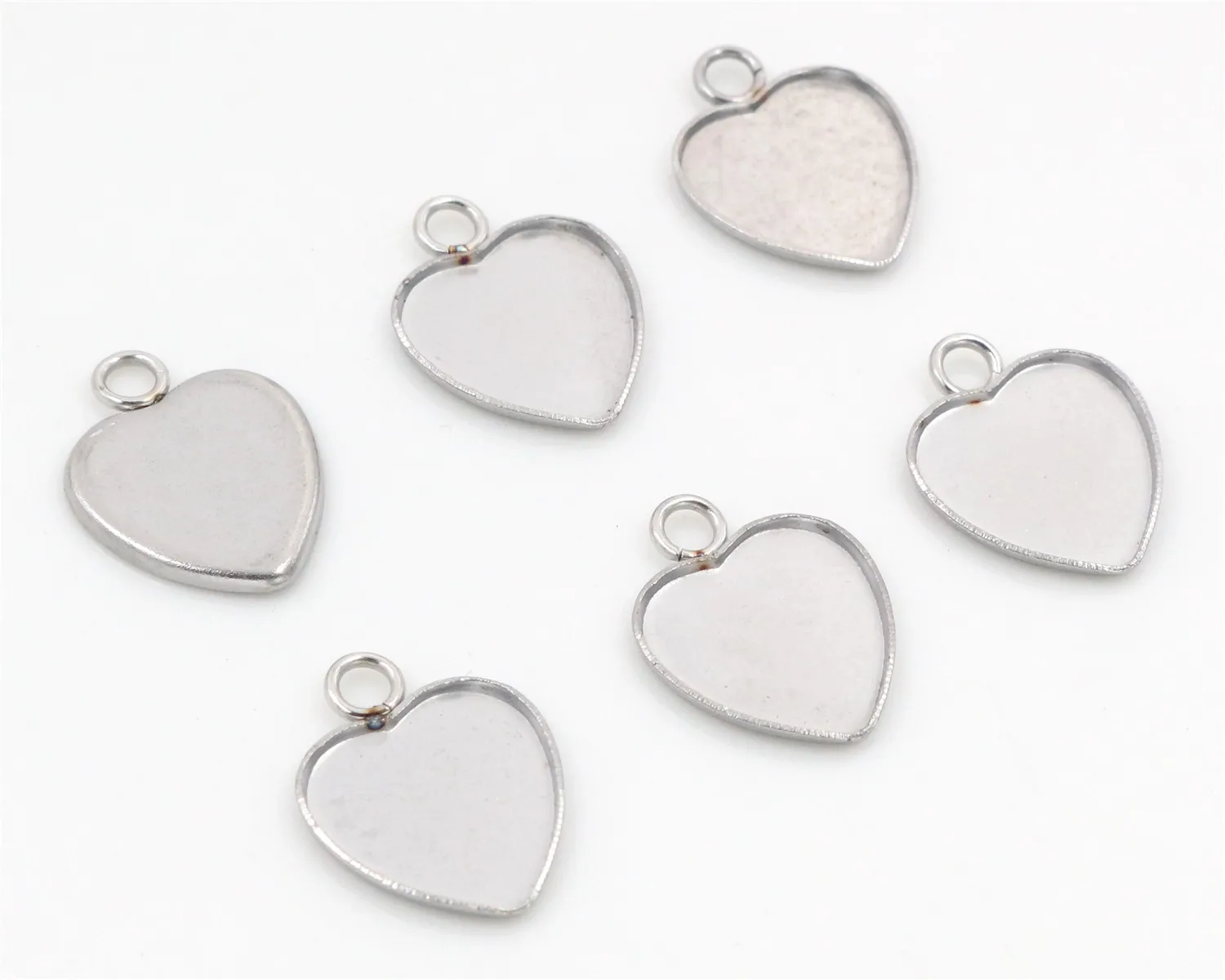 20pcs 12mm Heart Inner Size Stainless Steel Material Simple Style Cabochon Base Cameo Setting Charms Pendant Tray-T7-41 | Украшения и