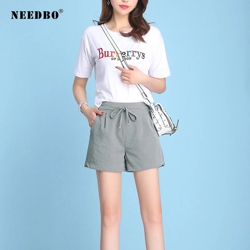 NEEDBO Shorts Women Sexy Office Ladies Summer Shorts For Women Wide Leg Loose Elastic Women Shorts High Waist Casual Plus Size